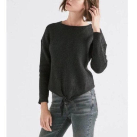 Lucky Brand Tops - Lucky Brand Black Ribbed Front Tie Top